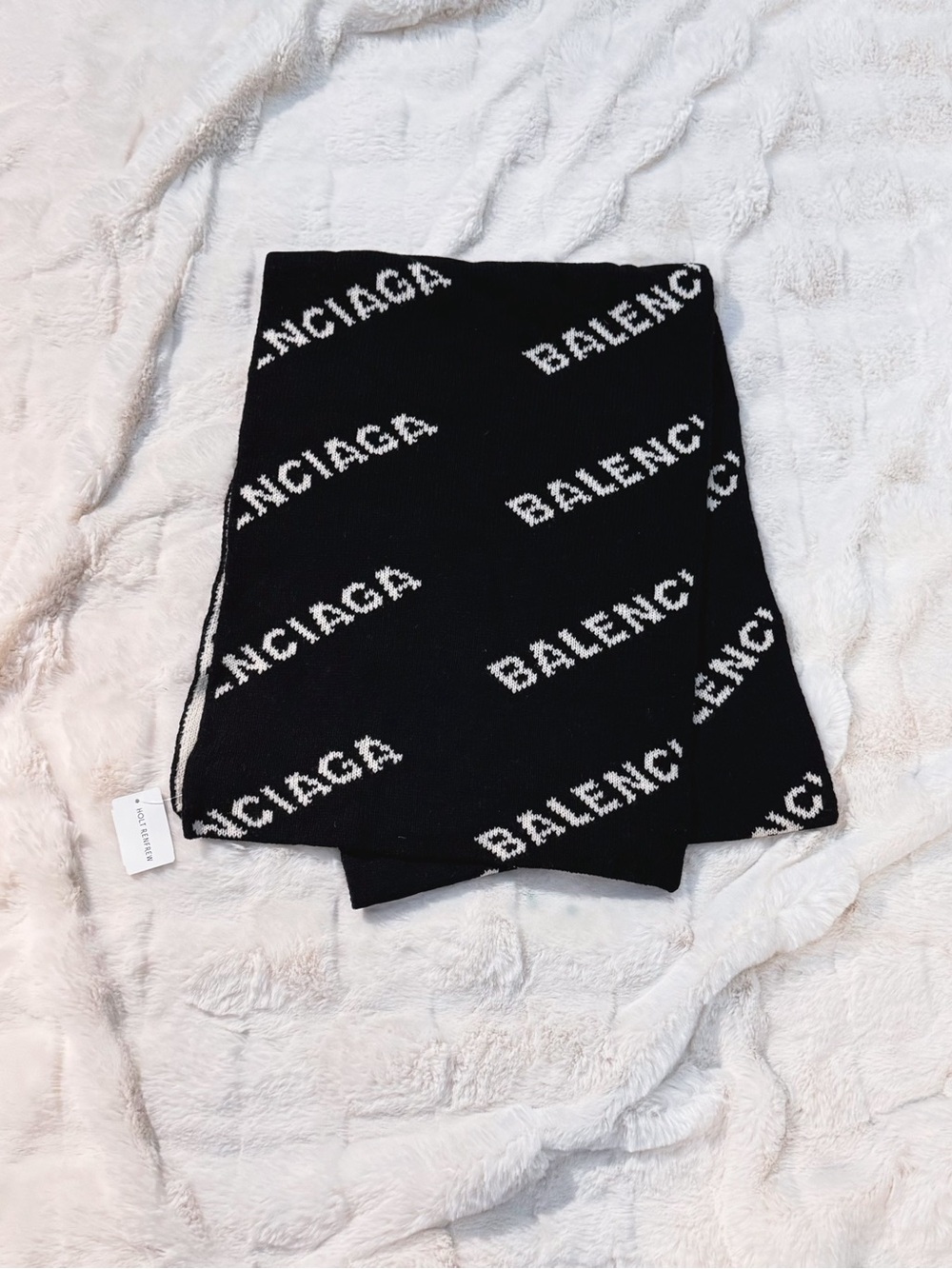 Balenciaga All Over Logo Wool Scarf